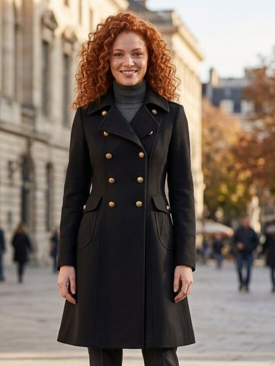 Tahari Jackets & Blazers - Tahari Military Peacoat A-Line Double-Breasted Black 60% Wool Blend Coat - 2/XS